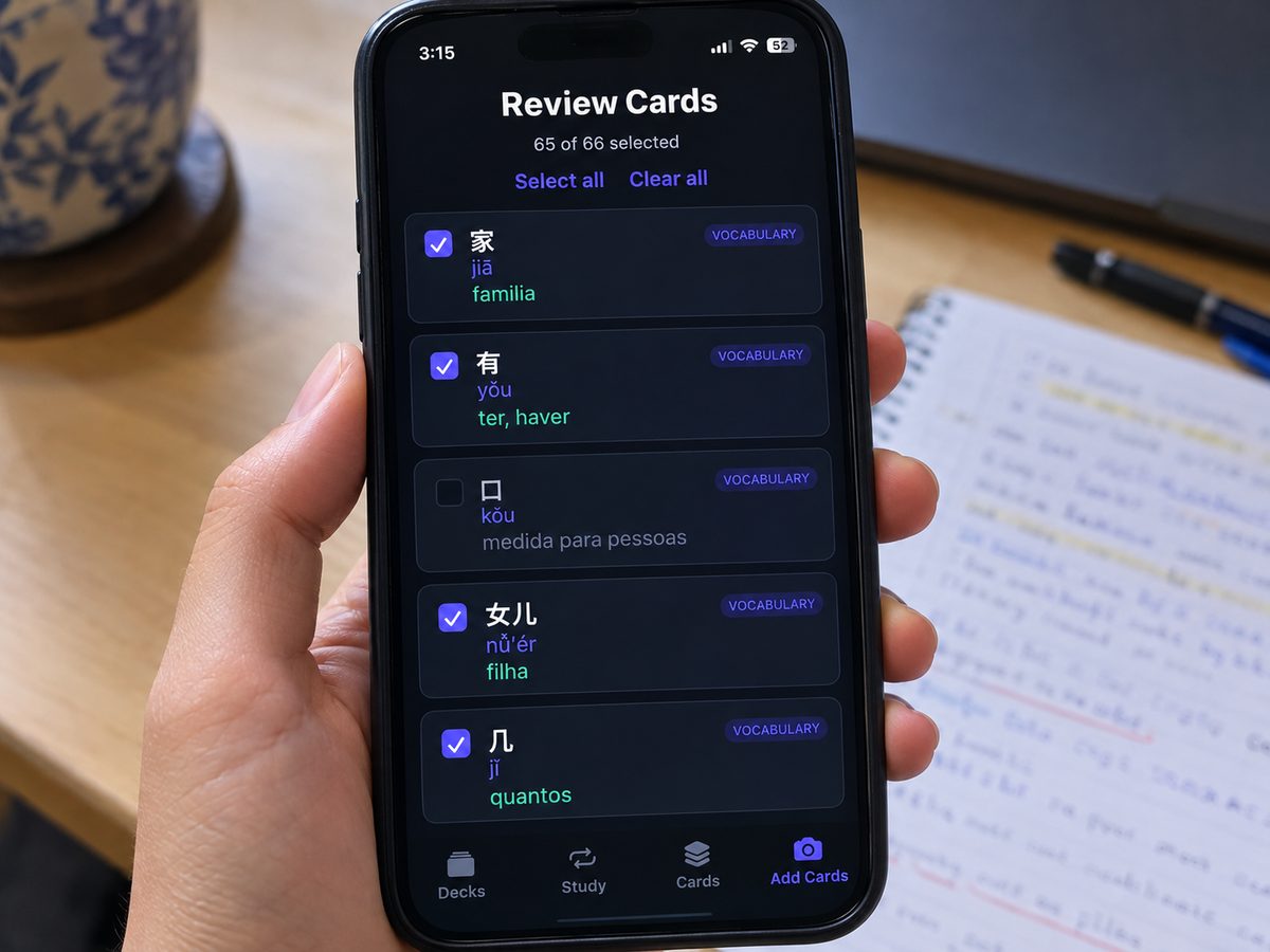 Reviewing generated cards before saving them